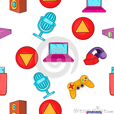 Electronic gadget pattern, cartoon style Vector Illustration