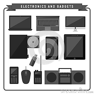 Electronic and Gadgets Package Set Design Vector Illustration