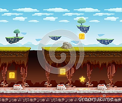 Electronic Game Underground Floor Cartoon Screen Vector Illustration