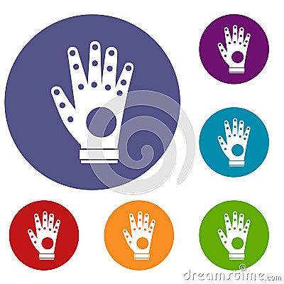 Electronic glove icons set Vector Illustration