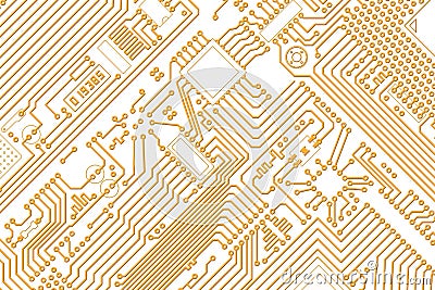 Electronic graphics golden - white background Stock Photo