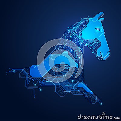 Electronic horse head Vector Illustration