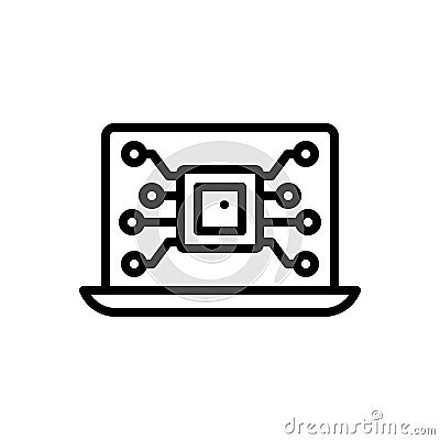 Black line icon for Electronic, voltaic and cathodic Vector Illustration