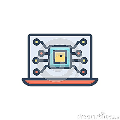 Color illustration icon for Electronic, voltaic and circuit Cartoon Illustration