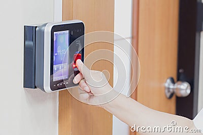 Electronic key and finger access control system Stock Photo