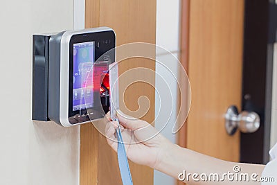 Electronic key and finger access control system Stock Photo