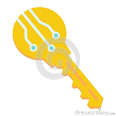 Electronic key flat icon, security and access Vector Illustration