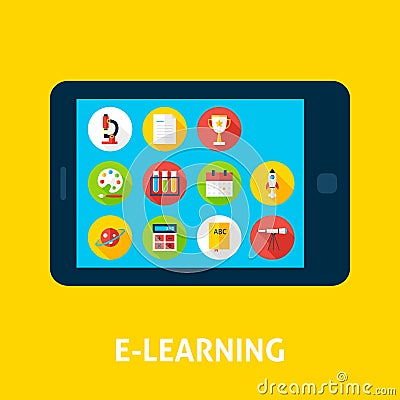 Electronic Learning Tablet Concept Vector Illustration