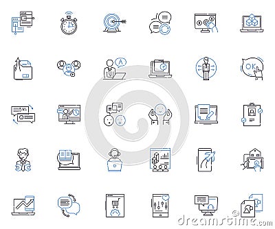 Electronic media line icons collection. Television, Radio, Internet, Podcast, Streaming, Satellite, Social media vector Vector Illustration