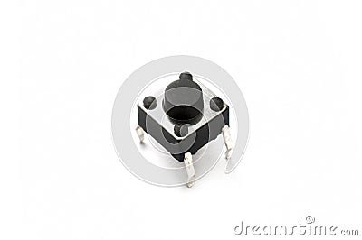 Electronic momentary push button switch on white background Stock Photo