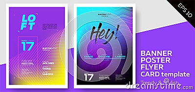 Electronic Music Covers for Summer Fest or Club Party Flyer. Vector Illustration