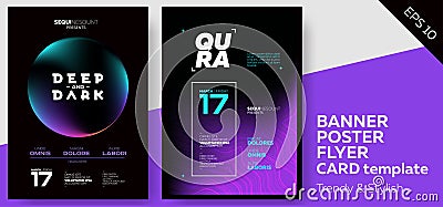 Electronic Music Covers for Summer Fest or Club Party Flyer. Vector Illustration