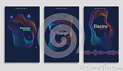 Electronic Music Party Poster with Colorful Equalizer Vector Illustration