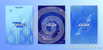 Electronic Music Poster. Distort Waves Design. Minimal Festiv Banner. Stock Photo