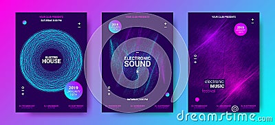 Electronic Music Posters with Sound Amplitude. Vector Illustration