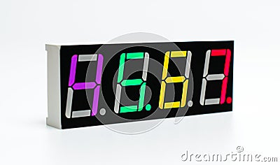 Electronic numbers. Digital Watch. Electronic dial. Digital alarm clock. Electronic font. Countdown timer. Stock Photo