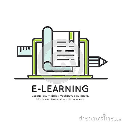 Electronic Online Learning Graduation Degree, Distance Information, Study Material, Internet Knowledge Stock Photo