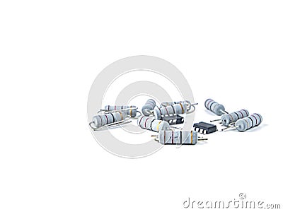Electronic parts on a white background with place for text Stock Photo