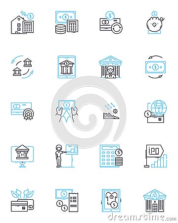 Electronic payment linear icons set. Digital, Card-less, Instant, Cashless, Secure, Convenient, Safe line vector and Vector Illustration