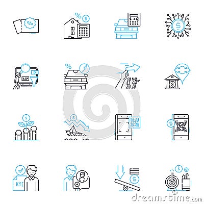 Electronic payments linear icons set. Cryptocurrency, Wallet, Online, Secure, Digital, Mobile, Instant line vector and Vector Illustration