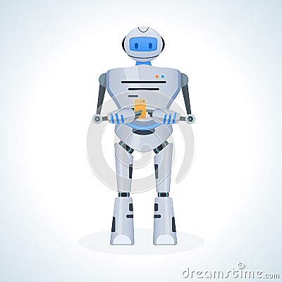 Modern electronic robot, chat bot, humanoid. Robot, artificial intelligence system. Vector Illustration