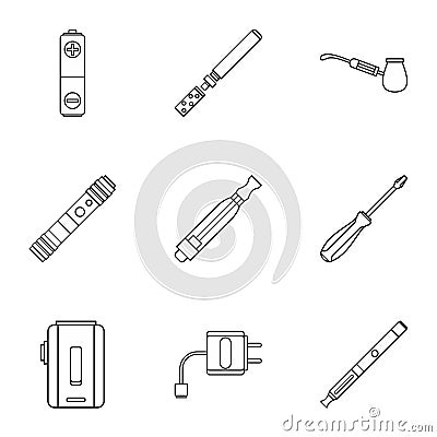 Electronic smoking cigarette icons set Vector Illustration