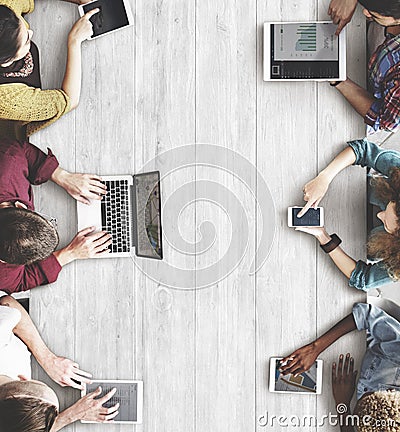 Electronic Technology Teamwork Business Concept Stock Photo