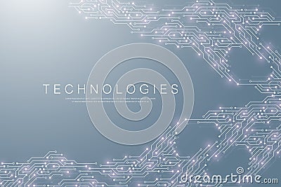 Electronic texture for computer technology, engineering concept. Motherboard computer generated abstract background Vector Illustration