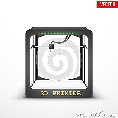 Electronic three dimensional plastic 3D printer. Vector Illustration
