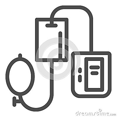 Electronic tonometer line icon, Heath care concept, Arterial blood pressure checking device sign on white background Vector Illustration