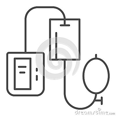 Electronic tonometer thin line icon, Heath care concept, Arterial blood pressure checking device sign on white Vector Illustration