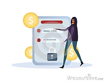 Electronic Wallet Theft Composition Vector Illustration