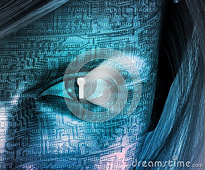 Electronic Woman Stock Photo