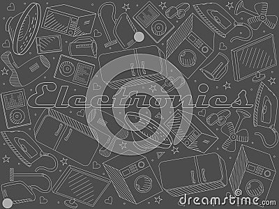 Electronics chalk line art design vector illustration Vector Illustration