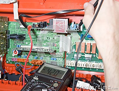 Electronics. Engineer at work Stock Photo