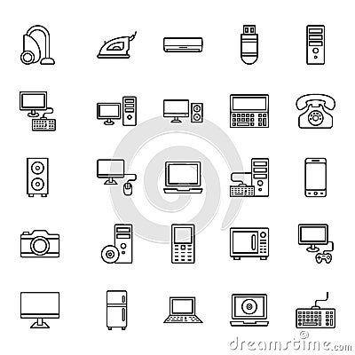 Electronics Equipment Isolated Vector Icons Set that can be easily Edited or Modified Vector Illustration