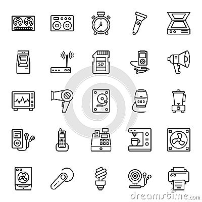 Electronics Equipment Isolated Vector Icons Set that can be easily Edited or Modified Vector Illustration