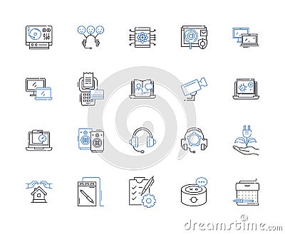 Electronics and high tech outline icons collection. Gadgets, Technology, Electronics, Computers, High-Tech, Smartphones Vector Illustration