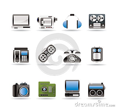Electronics, media and technical equipment icons Vector Illustration