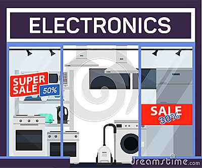 Electronics sale flat banner vector template Vector Illustration