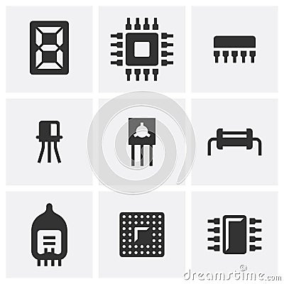 Electronics. Set of nine flat icons Stock Photo