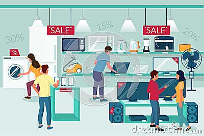 Electronics store sale promotion, vector flat illustration Vector Illustration