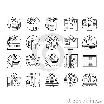 electronics technician technology icons set vector Vector Illustration