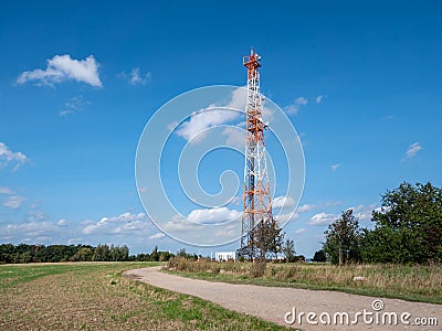 Electrosmog from transmitter mast Cell phone radiation Electro radiation Stock Photo