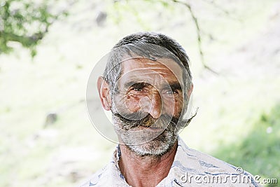 Elederly man with moustaches Stock Photo