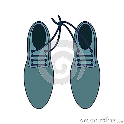 Elegan male shoes topview blue lines Vector Illustration