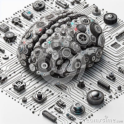 The Elegance of Artificial Intelligence: Between Light and Algorithms Stock Photo