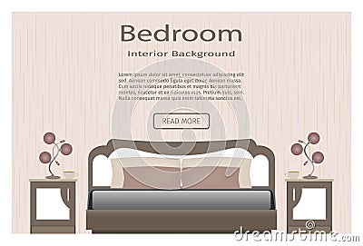 Elegance bedroom interior banner for you design. Vector Illustration