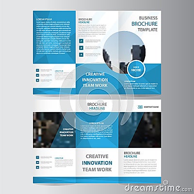 Elegance blue polygon elegance business trifold business Leaflet Brochure Flyer template vector minimal flat design Vector Illustration