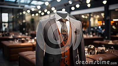 Elegance Defined: Men& x27;s Suit Store Interior Stock Photo